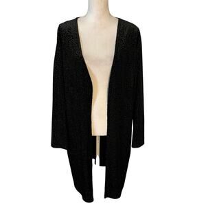 Onyx Nite Plus Size 18 Black Velvet Velour Over Jacket Long Line Sparkly USA